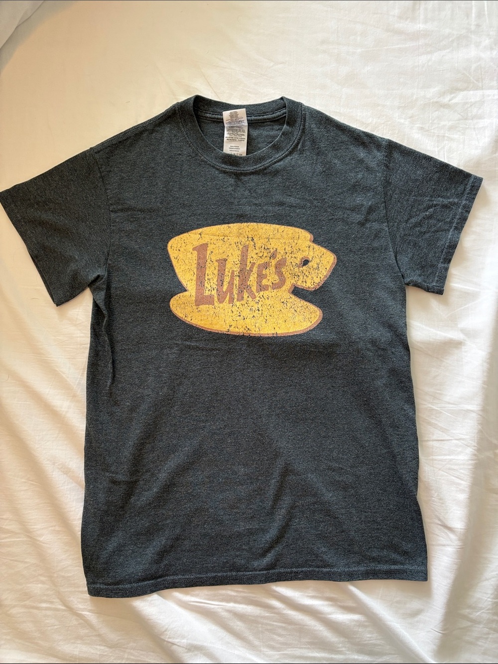 Luke's Diner Graphic Tee - Charcoal with Yellow Logo